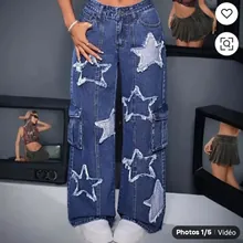 Pantalon jean étoiles blanches 