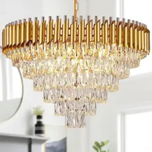 Lustre moderne en cristal doré
