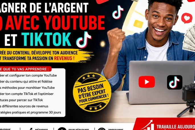 Produits aprendre à gagner de l'argent sur Tiktok et Facebook YouTube 