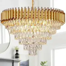Lustre moderne en cristal doré